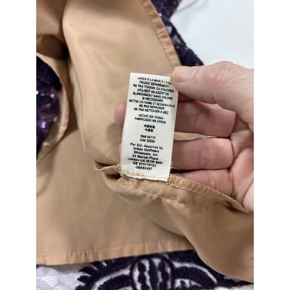 Free People Night Shimmers Dress Beige Purple 0 Lace Sequin - Picture 10 of 13